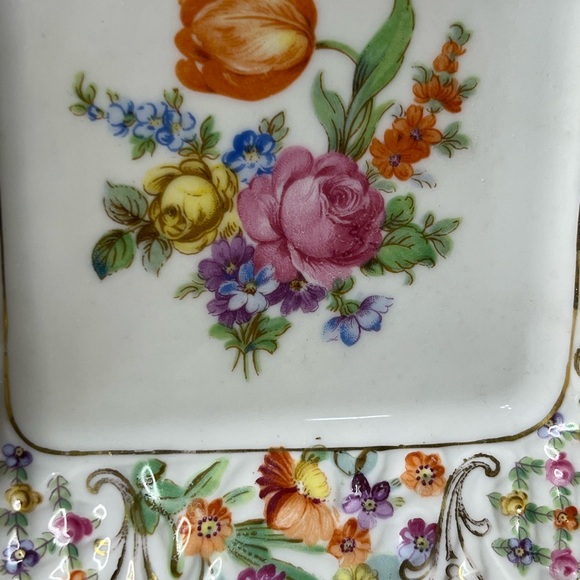 Vintage SCHUMANN BAVARIA Germany Square Bouquet Porcelain Decorative Dish - Picture 3 of 6